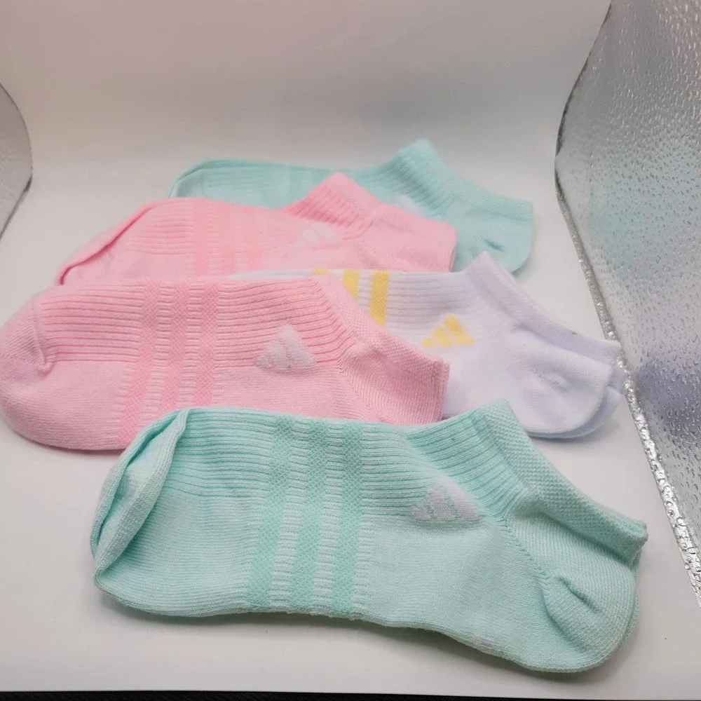 Adidas Ankle Socks Kids One Size Multicolor‎ Pastel Low Cut 5 Pair Pack